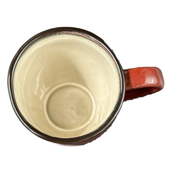 Pier 1 Hand Painted Stoneware Colored Rim Crimson Coffee Mugs Set of 4 Mugs - Picture 5 of 7